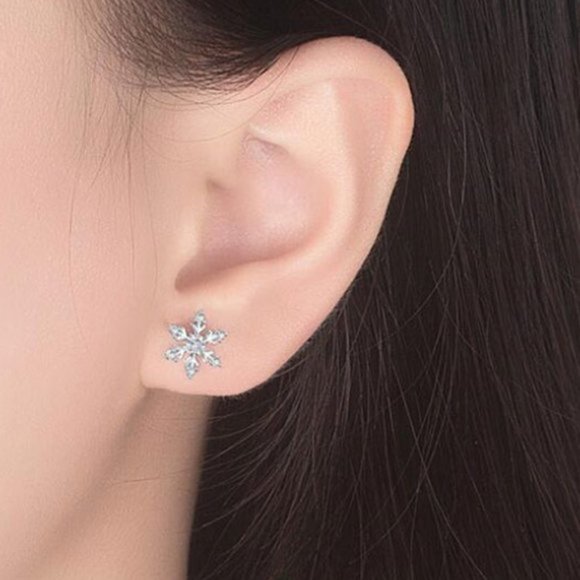 Jewelry - NEW 925 Sterling Silver Zircon Snowflake earring